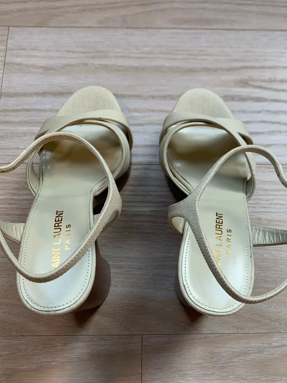 Saint Laurent Bianca Beige Canvas and Wood Platform Sandal NWT Size 37.5 IT - Picture 6 of 13